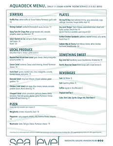 Aquadeck menu