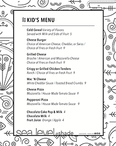 Kid’s menu