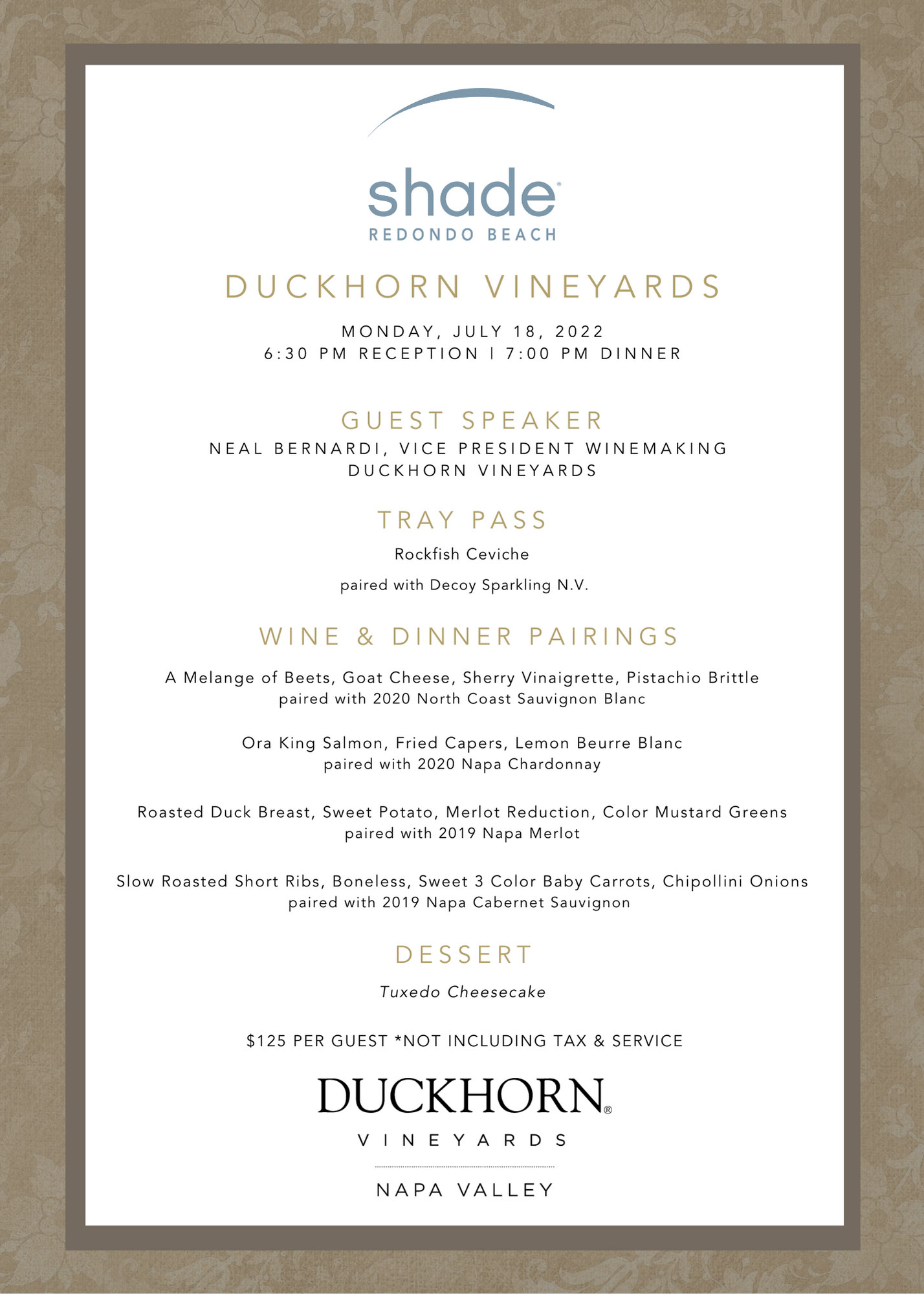 duckhorn 6-course wine dinner promo poster