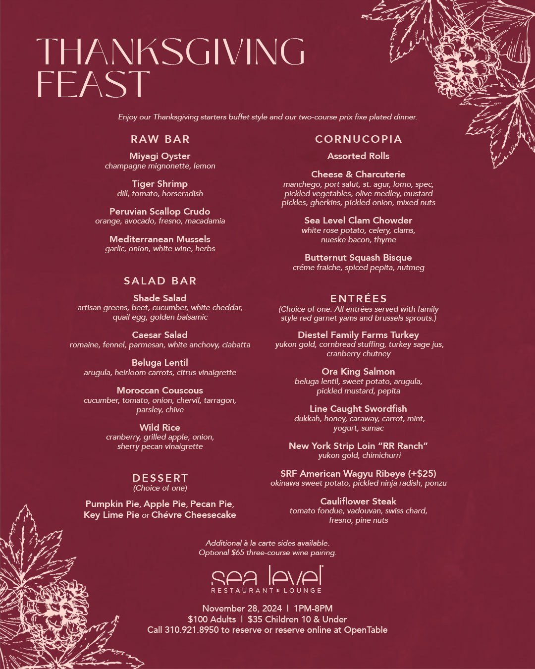 thanksgiving prix fixe feast promo poster